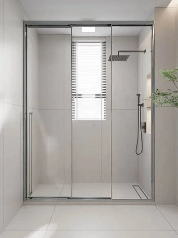 Душевая дверь в нишу Veconi Premium Prato 300 CH-R 150, профиль матовый хром, стекло прозрачное