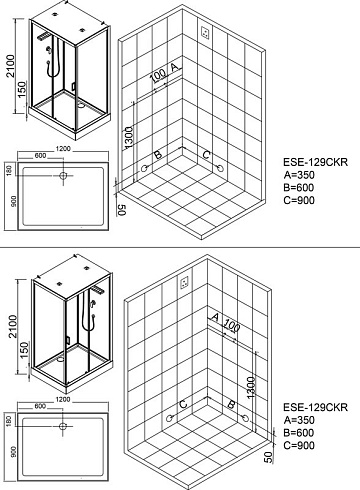 Душевая кабина Esbano Econom ESKE129CKR