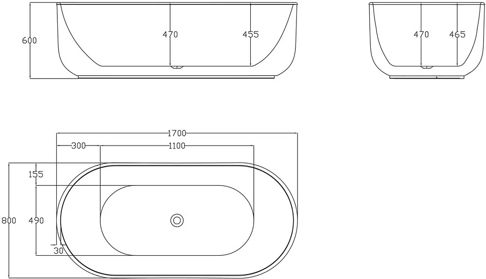 Акриловая ванна BelBagno BB401-1700-800 без опоры 170x80 см, отдельностоящая, белая, овальная, со сл Sancos — официальный сайт