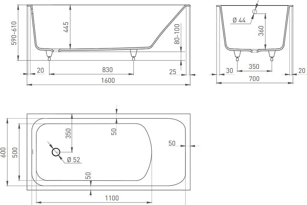Ванна из искусственного камня Salini Orlanda S-Sense 160x70 см, встраиваемая, белая, на ножках Sancos — официальный сайт