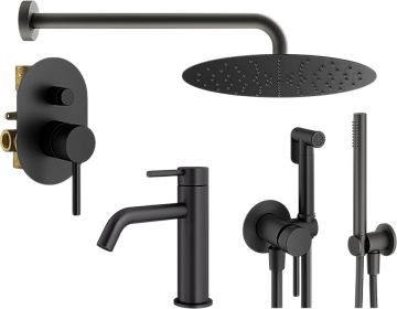 Комплект для ванной Plumberia Selection Ixo KITZXO15NO53 С ВНУТРЕННЕЙ ЧАСТЬЮ, черный матовый