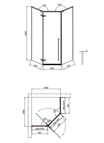 Душевой уголок Timo TTSSP-100/13C-8 100x100 см, профиль никель, стекло прозрачное