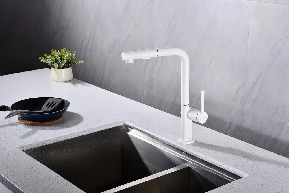 Смеситель для кухни Paulmark Neo Ne214419-WH, белый матовый Sancos — официальный сайт