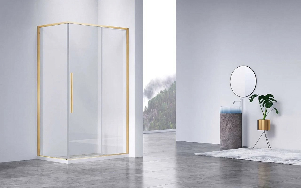 Душевой уголок Vincea Slim-N VSR-4SN9013CLG 130х90, профиль брашированное золото, стекло прозрачное