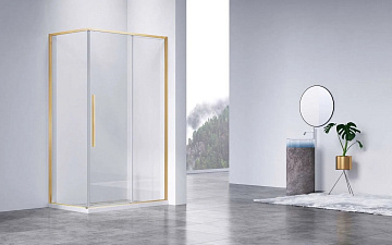 Душевой уголок Vincea Slim-N VSR-4SN8014CLG 140х80, профиль брашированное золото, стекло прозрачное