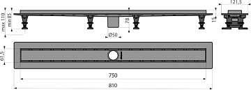 Душевой трап (лоток) AlcaPlast APZ2012 -750 без решетки