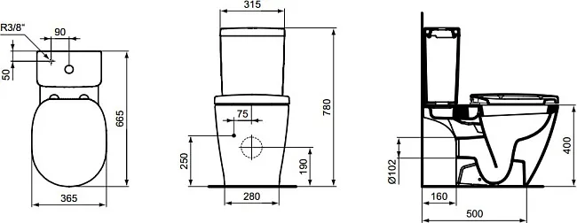 Чаша для унитаза-компакта Ideal Standard Connect Arc E803601 Sancos — Оригинал