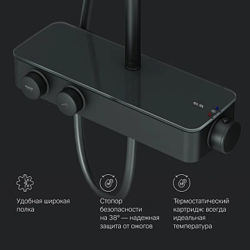 Душевая стойка AM.PM Inspire V2.0 F0750A422, с термостатом, черная