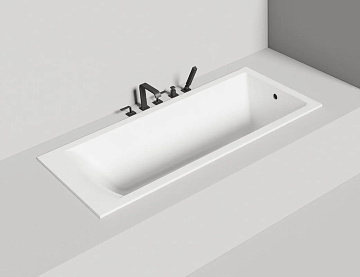 Ванна из искусственного камня Salini Cascata S-Sense 170x70 см, встраиваемая, матовая белая, на ножк