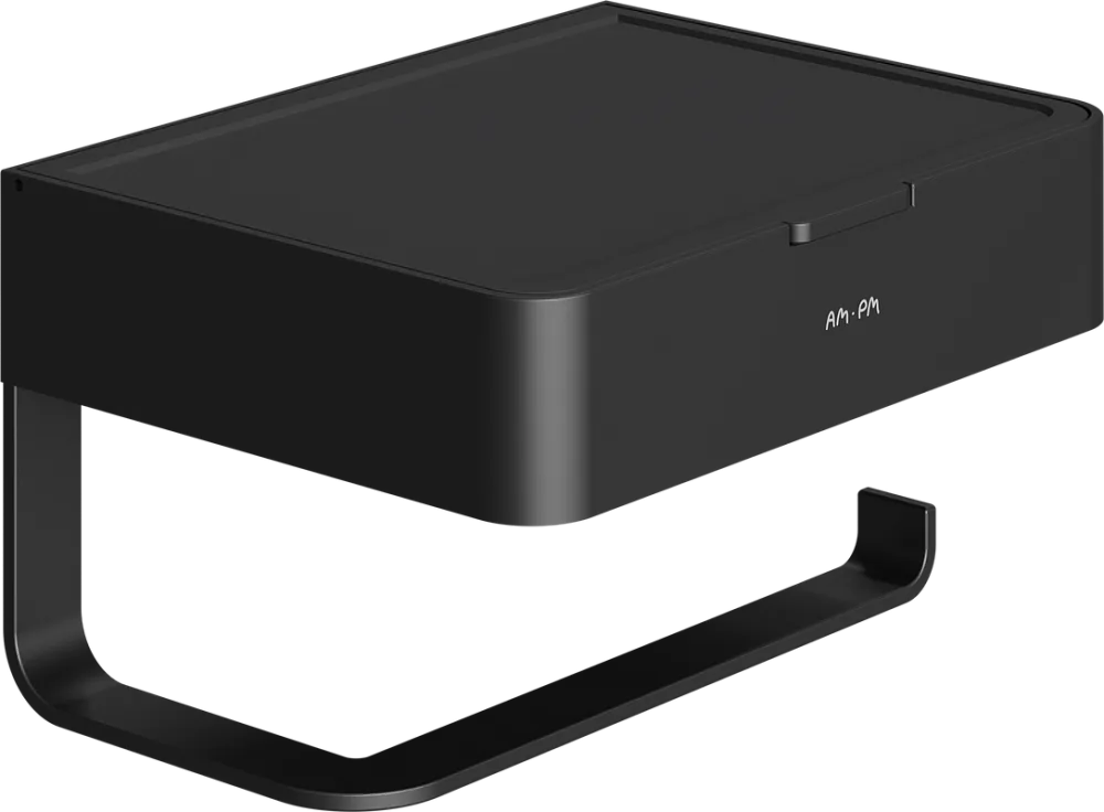 Держатель туалетной бумаги AM.PM Inspire 2.0 AA50A341522 с полкой для телефона и контейнером, черный Sancos — официальный сайт