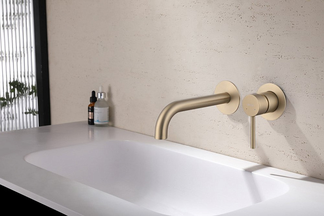 Смеситель для раковины Abber Wasser Kreis AF8112G С ВНУТРЕННЕЙ ЧАСТЬЮ, матовое золото