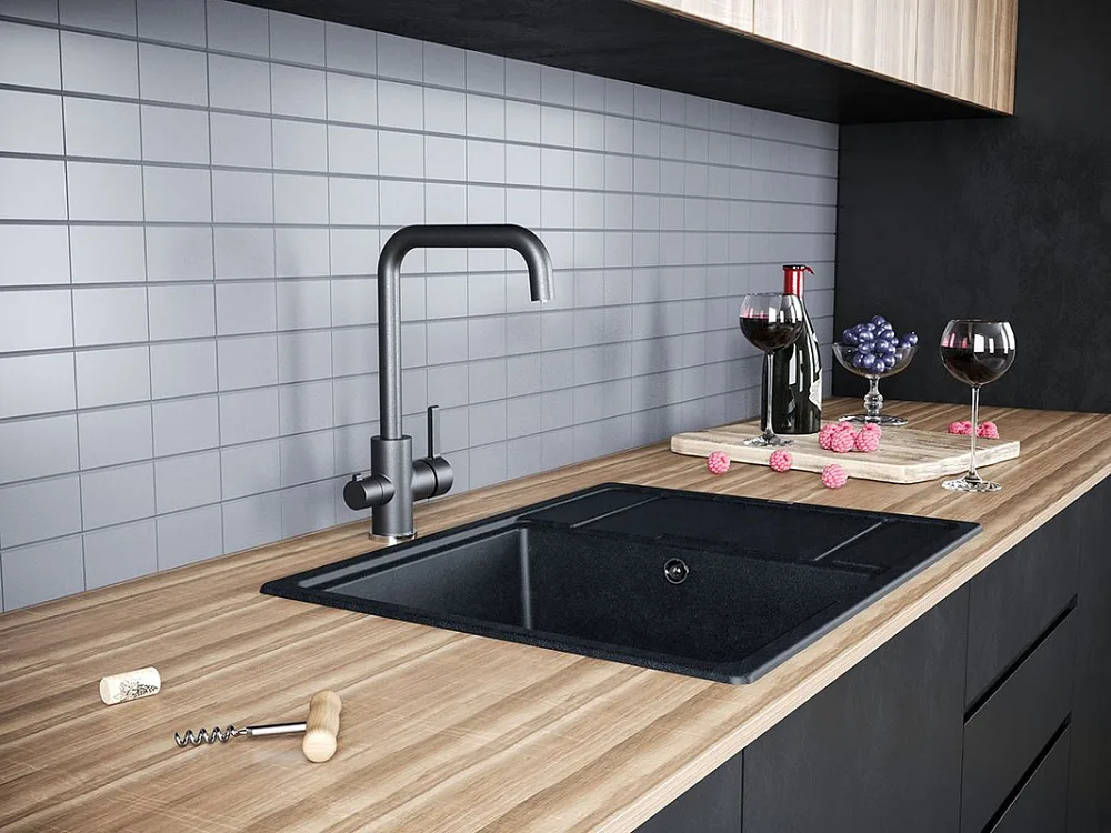 Смеситель для кухни Paulmark Logas Lo213021-308 черный Sancos — официальный сайт