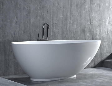 Ванна из искусственного камня Salini Paola S-Sense 160x75 см, отдельностоящая, белая, овальная, со с