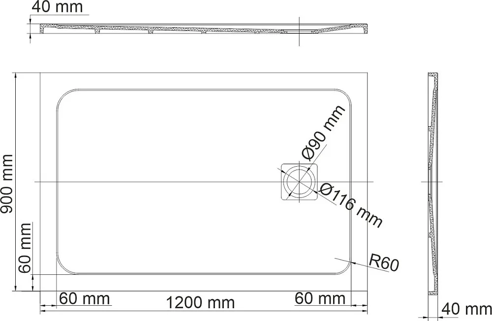 Поддон для душа Wasserkraft Rhin 44T07 120x90 Sancos — официальный сайт
