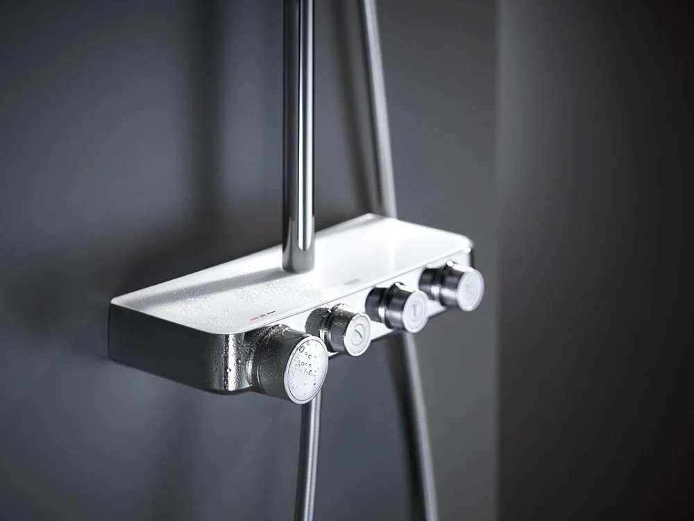 Душевая стойка Grohe Euphoria SmartControl 310 Duo 26507LS0, белая луна, с термостатом Sancos — официальный сайт