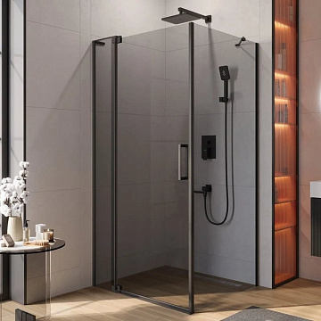 Душевой уголок Cezares Slider AH 1 90-100/110 Grigio Nero профиль черный, стекло серое