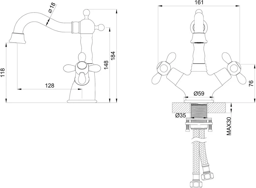 Смеситель для раковины Wonzon & Woghand WW-88139020-PG глянцевое золото Sancos — официальный сайт