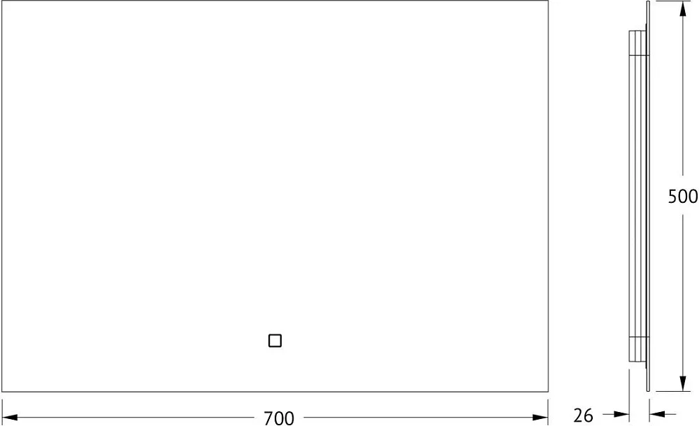 Зеркало Defesto Glow DF 2514SH 70х50 с LED-подсветкой, 3000 K, сенсорный выключатель