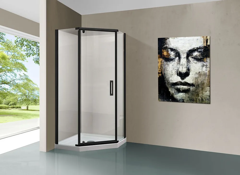 Душевой уголок Vincea Stresa VSP-1S100CLB 100x100, профиль чёрный, стекло прозрачное Sancos — официальный сайт