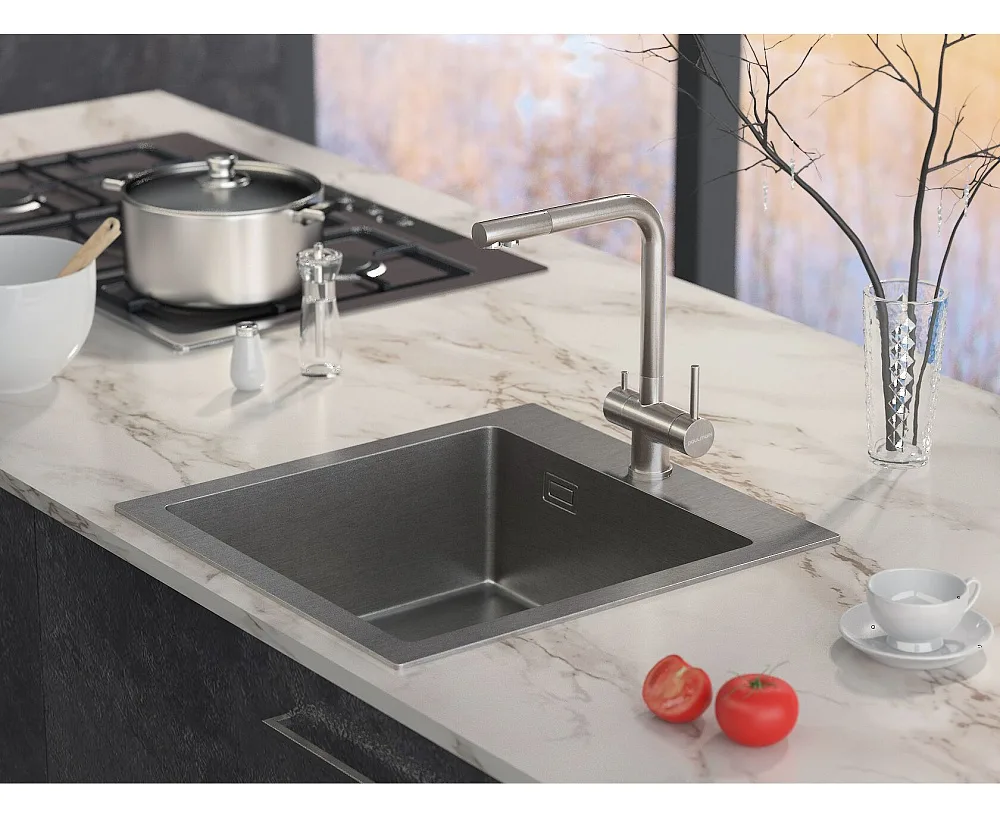 Смеситель для кухни Paulmark Skalen Sk213020-BS, брашированная сталь Sancos — официальный сайт