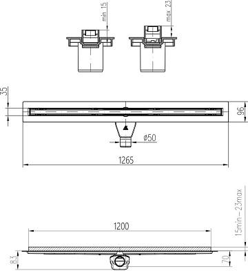 Душевой трап (лоток) MCH Chudej Slim Line CH1200SL 120 см, матовый хром