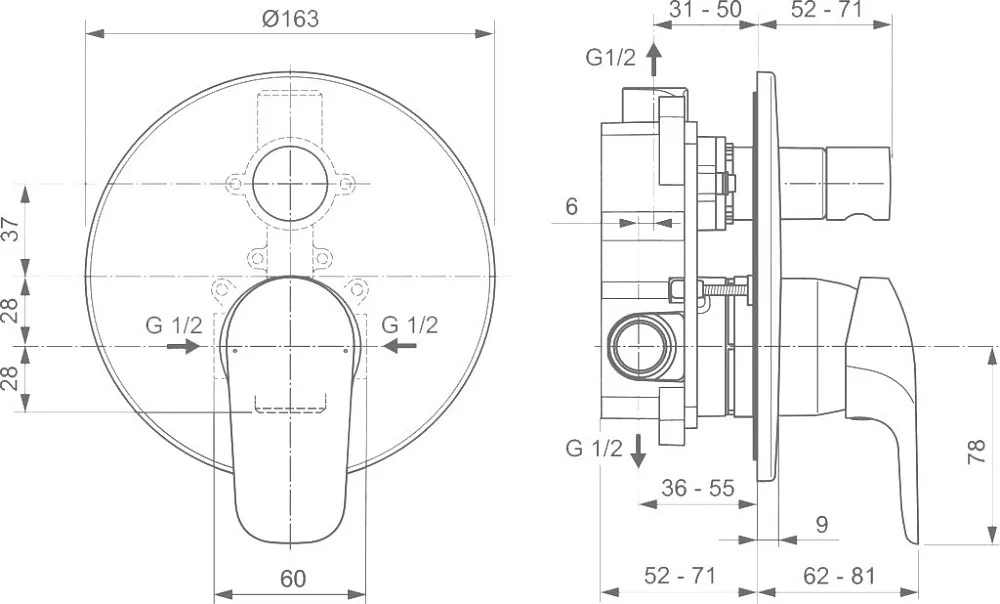 Душевой комплект Ideal Standard Ceraflex BC447AA, С ВНУТРЕННЕЙ ЧАСТЬЮ Sancos — официальный сайт
