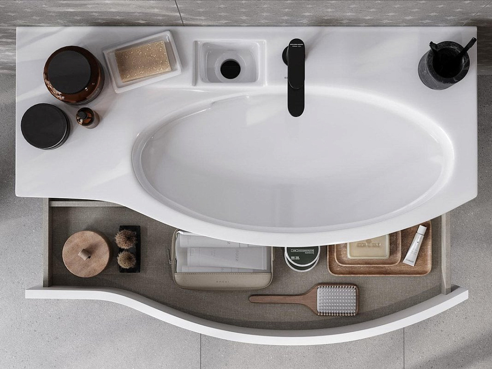 Тумба под раковину без столешницы KERAMA MARAZZI Riva 100, правая подвесная, белая матовая