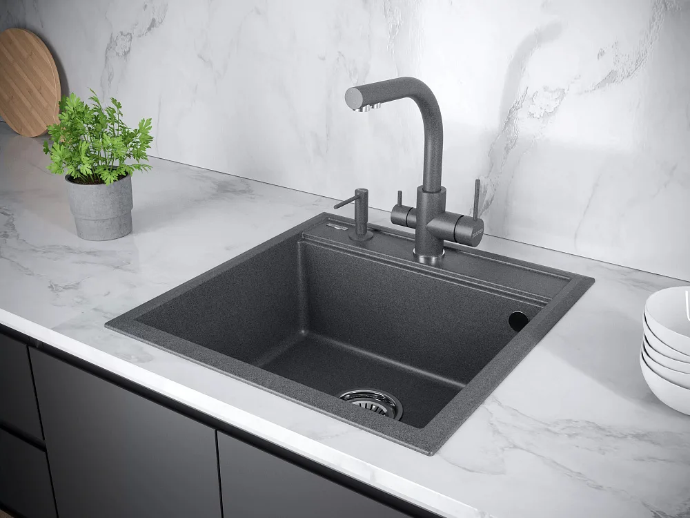 Дозатор для кухонной мойки,Paulmark Decus D004-DG графит Sancos — официальный сайт