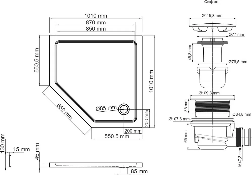 Поддон для душа Wasserkraft Isen 26T38 100x100 см Sancos — официальный сайт