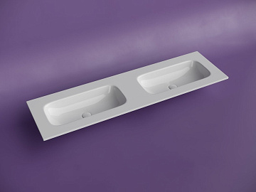 Мебельная раковина Ceramicanova Grace прямоугольная 161см с двумя чашами без отверстий под смеситель