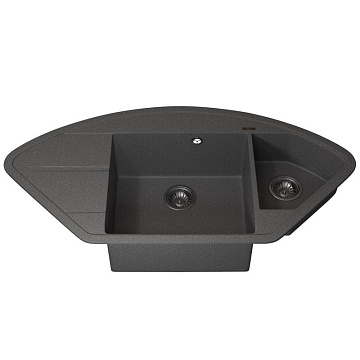 Кухонная мойка кварцевая Uperwood Quartz UPD-06-03, угловая двухсекционная, серая