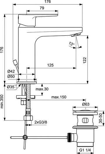 Комплект для ванной Ideal Standard CERATHERM T100 (3 в 1)