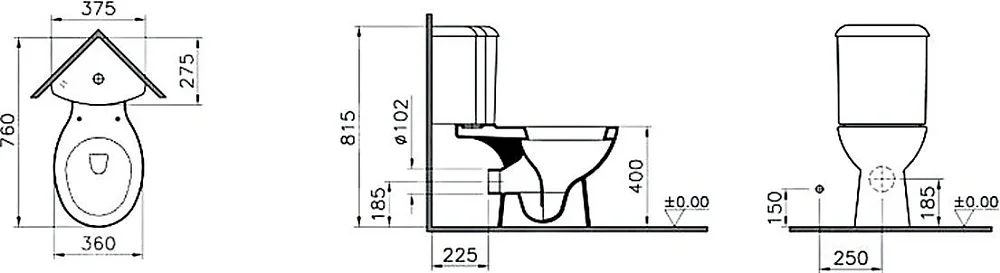 Унитаз-компакт напольный VitrA Arkitekt 9754B003-7201 Sancos — официальный сайт