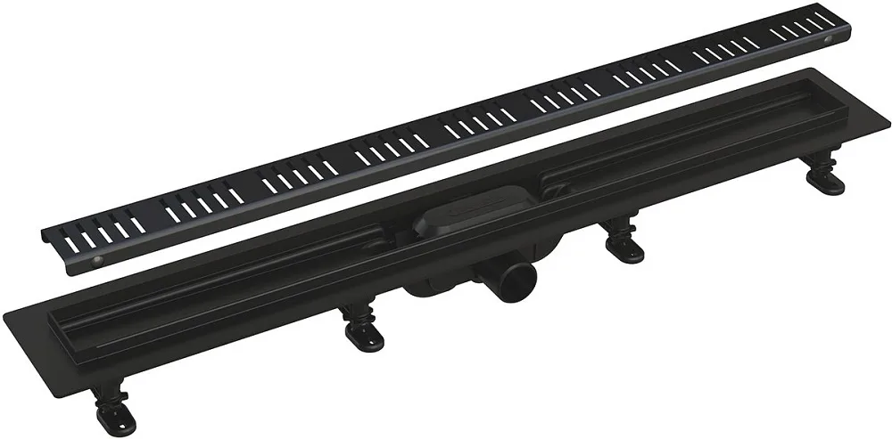 Душевой трап (лоток) AlcaPlast APZ10Black APZ10BLACK-650M, с решеткой и опорами Sancos — официальный сайт