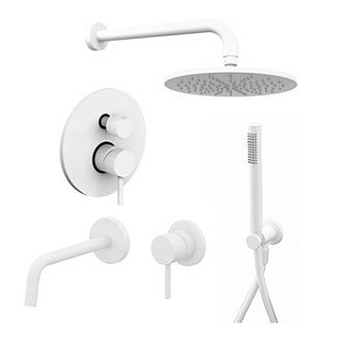 Комплект для ванной Paffoni Light KITLIG018BO006 С ВНУТРЕННЕЙ ЧАСТЬЮ, белый матовый