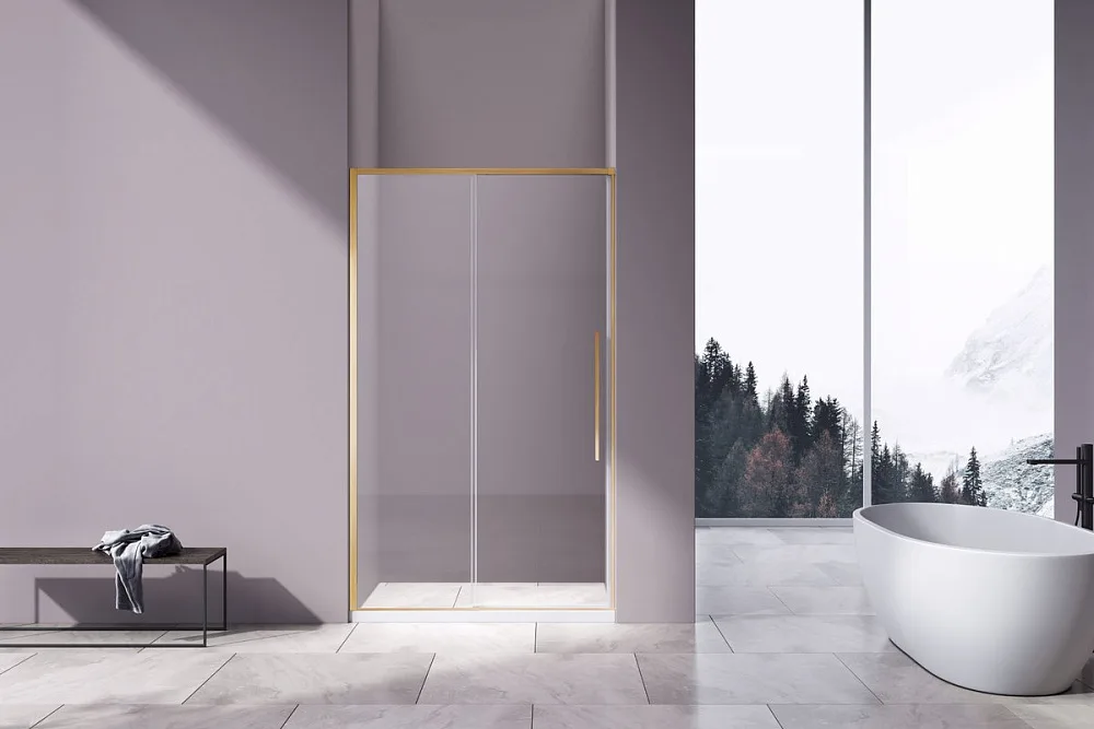 Душевая дверь в нишу Vincea Slim-N VDS-4SN120CLG 120 см, профиль брашированное золото, стекло прозра Sancos — официальный сайт
