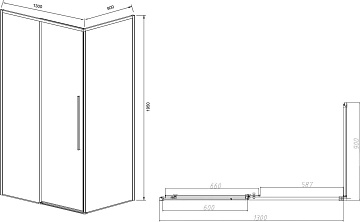 Душевой уголок Vincea Slim-N VSR-4SN9013CL 130х90 см, профиль хром