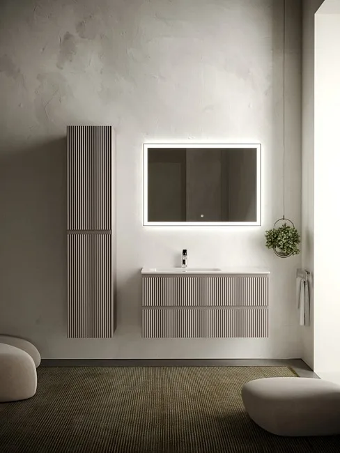 Тумба под раковину Sancos Snob R 100 подвесная Doha soft (пыльная роза), SNR100LSM Sancos — Оригинал