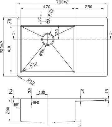 Мойка кухонная Zorg Light ZL R 780510-L
