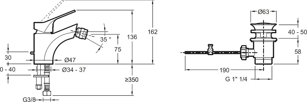 Смеситель для биде Jacob Delafon Brive E75763-4-CP Sancos — официальный сайт