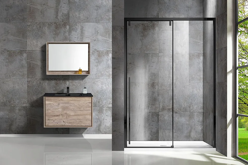 Душевая дверь в нишу Vincea Lugano VDS-1L130CLB-1 130 см, профиль черный Sancos — официальный сайт