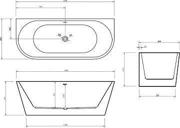 Акриловая ванна Abber 150x80 см, AB9216-1.5