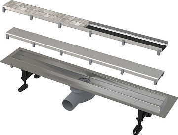 Душевой трап (лоток) AlcaPlast APZ13-DOUBLE9-850 с решеткой и опорами, 85 см