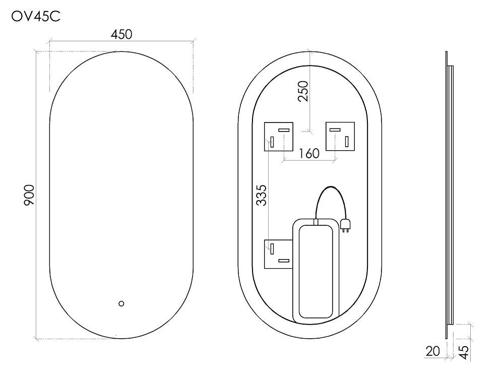 Зеркало Sancos Oval OV45C 45 см