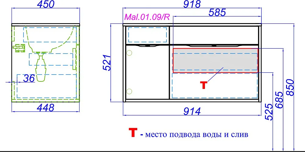Тумба под раковину без столешницы Aqwella 5 stars Malaga 90 R белая Sancos — официальный сайт