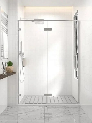 Душевая дверь в нишу Veconi Premium Alassio CH 150x200, профиль матовый хром, стекло прозрачное
