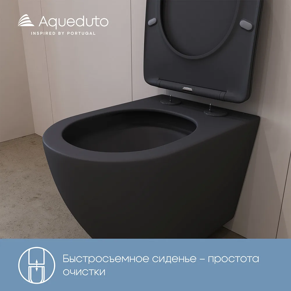 Унитаз подвесной Aqueduto OVO Tornado OVOT2140 черный матовый Sancos — официальный сайт