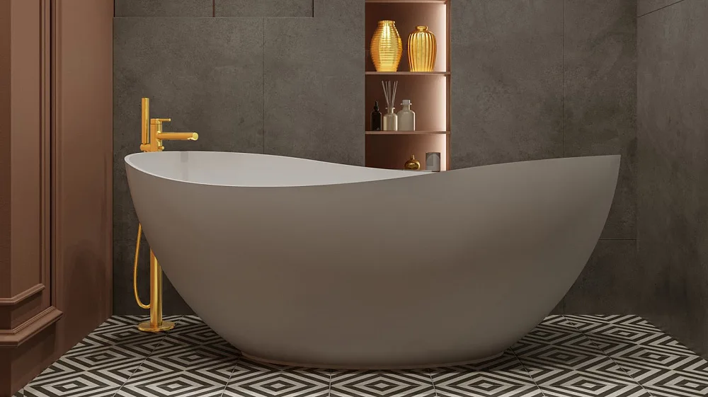 Ванна из искусственного камня WHITECROSS Ruby 170x75 см, отдельностоящая, матовая белая, овальная, с Sancos — официальный сайт