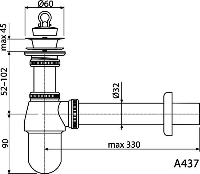 Сифон для раковины AlcaPlast A437 Sancos — Оригинал