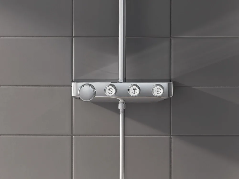 Душевая стойка Grohe Euphoria SmartControl 310 Duo Cube 26508000, с термостатом Sancos — официальный сайт